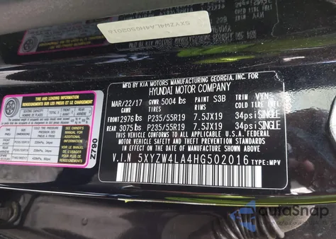 2017 Hyundai Santa Fe Sport 2.0T Ultimate from USA, damaged, VIN 5XYZW4LA4HG502016